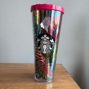 2017 Starbucks Metallic Tropical Aloha Jungle Tumbler with Pink Lid (S)